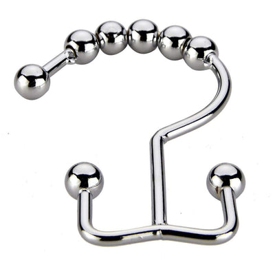 Shower Curtain Rings Hooks - Chrome Finish - Premium 18/8 Stainless Steel - Double Hooks