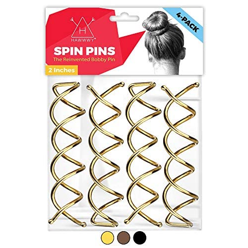 Hawwwy Spiral Spin Pins - 4 Pack Premium Gold Spin Pins | Easy & Fast Non-Scratch Alloy