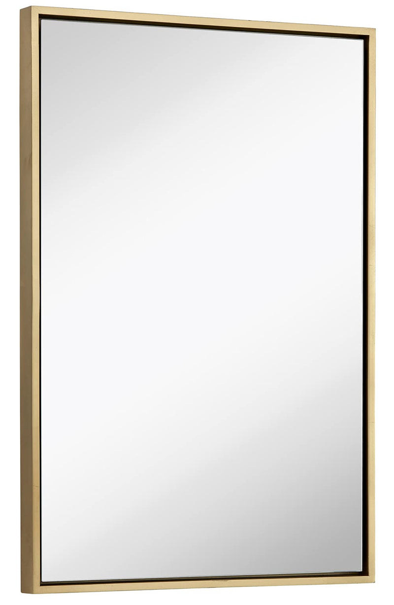 Clean large modern frame gold leaf wall mirror premium silver backed floating glass