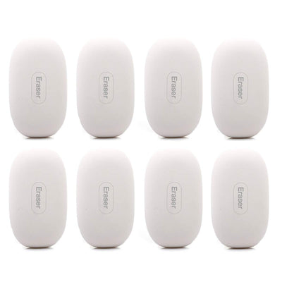 Kicko Rubber Erasers - 8 Pack - Soft White Oval Erasers - for School Activities, Classroom