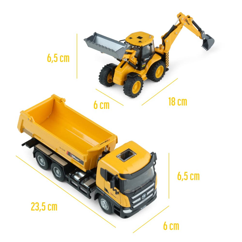 Top Race Diecast Set Dump Truck and Excavator Toy with BackhoeWonderful Easter Gifts