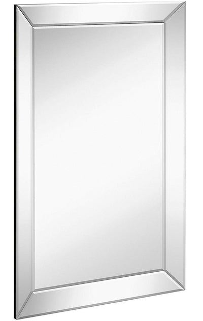 Hamilton Hills Large Silver Mirror with Angled Beveled Frame - 24x36 Wall Rectangular