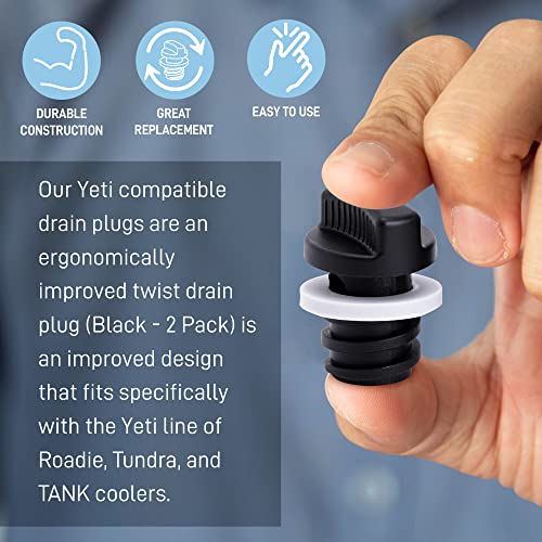 BEAST Cooler Accessories RTIC Compatible Cooler Drain Plugs (2-Pack) - Ergonomically