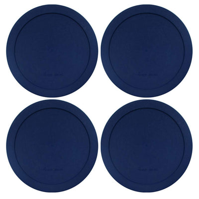 Lids for Pyrex and Anchor Round Glass Containers (2-Cups, Blue-4 PACK