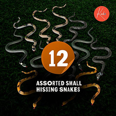 Kicko 6 Inch Assorted Small Hissing Snakes - 12 Pieces, Practical Joke, Venue Prop, Party