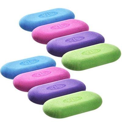 Kicko Rubber Erasers - 8 Pack - Soft Colorful Rounded Erasers - for School Activities