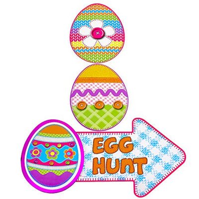 Kicko Easter Egg Hunt Cutout Decorations - 6 Pieces - 7 and 14 Inches - for Kids, Party