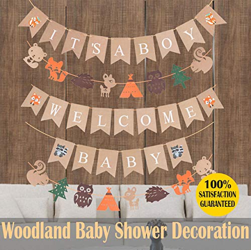 Woodlands Baby Shower Decorations, Woodland Boy Baby Shower Banners, Woodland Creatures