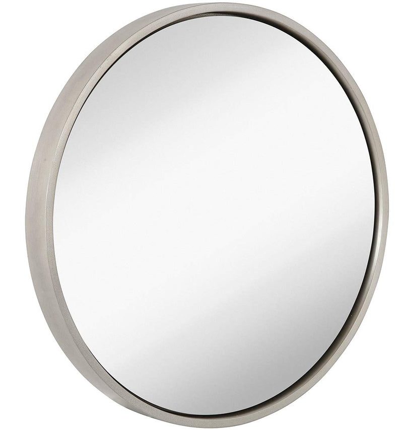 Hamilton Hills 24" Floating Antiqued Silver Circle Mirror for Entrances Bathrooms or Over