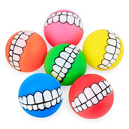 Hawwwy Funny Dog Teeth Ball for Dogs, Fun Pet Toy with Human Smile Design and Squeaker