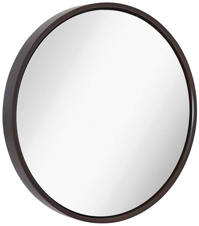 Hamilton Hills Clean Large Modern Wenge Wood 24" Circle Frame Wall Mirror | Contemporary