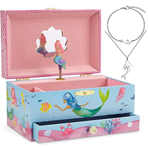 Jewelkeeper Mermaid Music Box & Little Girls Jewelry Set - 3 Mermaid Gifts