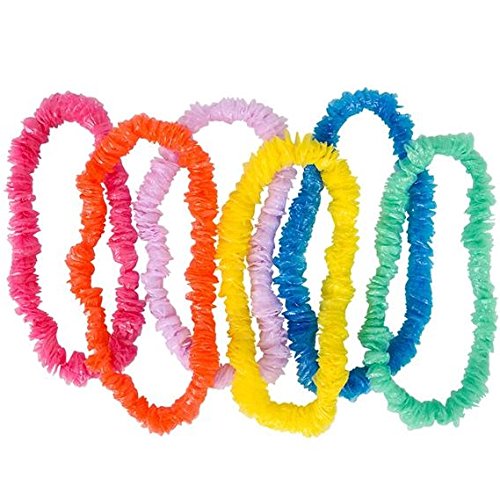 Neliblu Hawaiian Leis - Tropical Luau Party Supplies Lei Assortment, Bulk Pack of 36; Luau