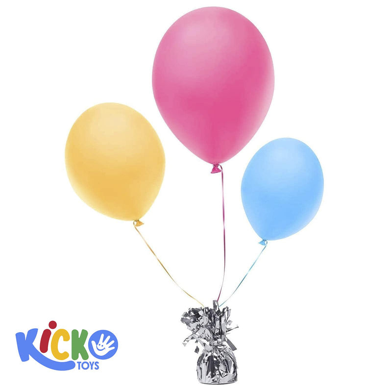 Kicko Silver Balloon Weights - 12 Pack Metallic Decorative Helium Tie-Downs - for Party