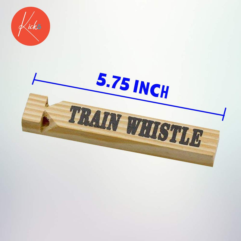 Kicko 12 Pack Wooden Train Whistles, 5.75 Inch - Printed On A Locomotive and Words Train