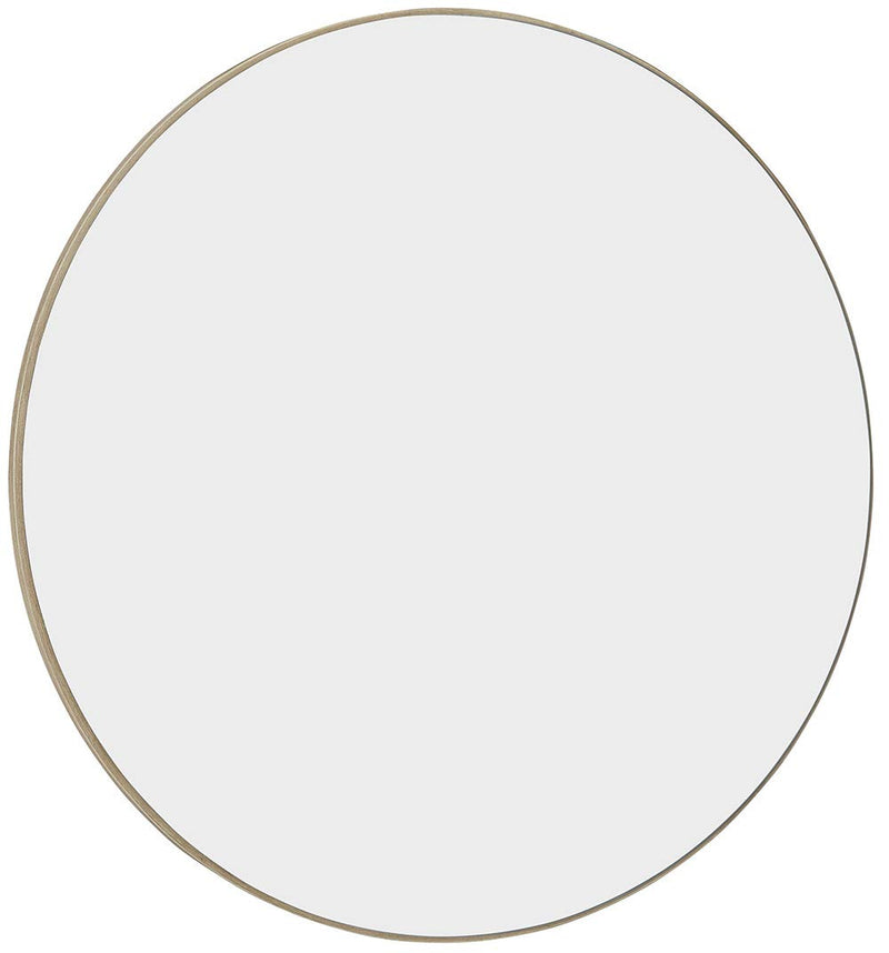 Hamilton Hills Contemporary Thin Natural Wood Edge Circular Wall Mirror | Glass Panel