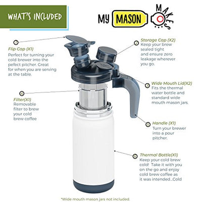 My Mason Makes - Cold Brew Coffee Maker Kit - Make Great Iced Coffee or Tea at Home