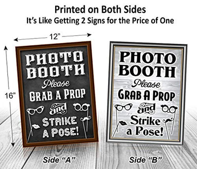 Bigtime Signs Photo Booth Props Sign, 2-Sided, Use for Any Wedding, Party or Event