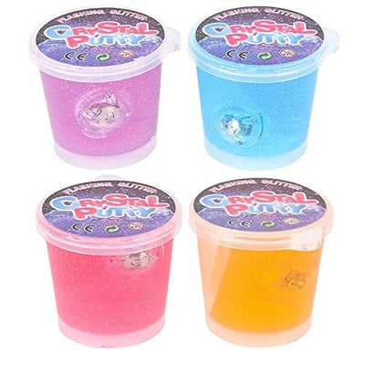 Kicko Flashing Crystal Putty Glittery Toys for Kids - 2.5 Inches Non-Toxic Slime - 6 Pack