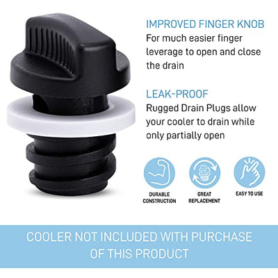 BEAST Cooler Accessories RTIC Compatible Cooler Drain Plugs (2-Pack) - Ergonomically