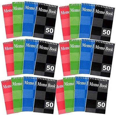 Kicko Spiral Notepads 3 x 5 Inches - Small Spiral Memo Pads - Top Bounded Memo Books - 24