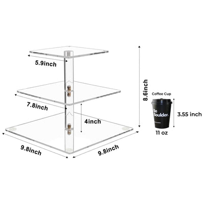 Vdomus Pastry Stand 3 Tier Acrylic Cupcake Display Stand with LED String Lights Dessert