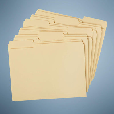 Kicko Manila File Folders - Letter Size Tab Folders - 0.33 Cut Tab - 100 Pack - Durable