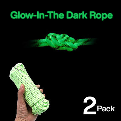 Katzco Glow-in-The-Dark Rope for Nighttime Sports, Decor, Pet Toys, Crafts, Indoor