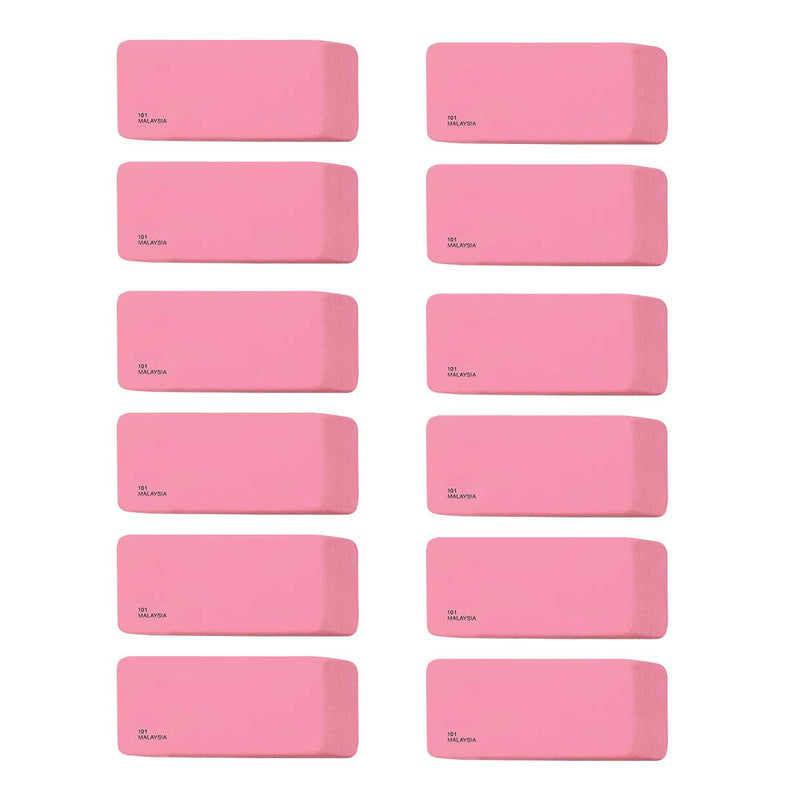 Kicko 12 Pack Soft Pink Bevel Erasers - Rubber Erasers for Teachers, Students, Classroom