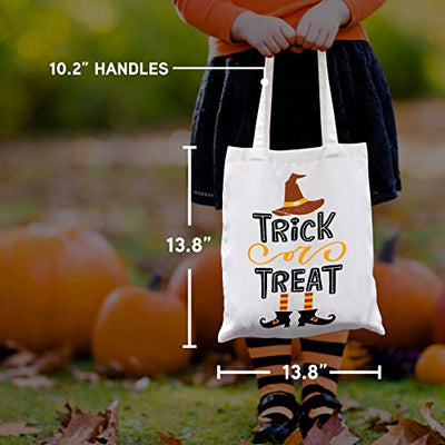 Halloween Treat Bag - 13.8" Large Halloween Canvas Tote Reusable Bag for Trick