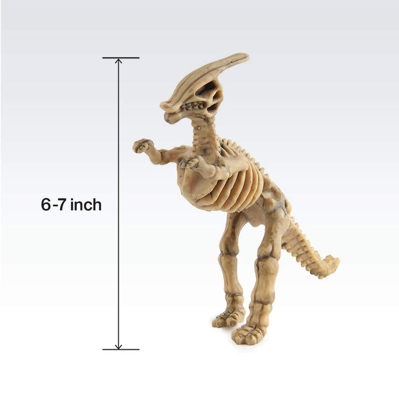 Kicko Assorted Dinosaur Fossil Skeleton 3D Toys - 6 to 7 Inch Figures -12 Pieces -