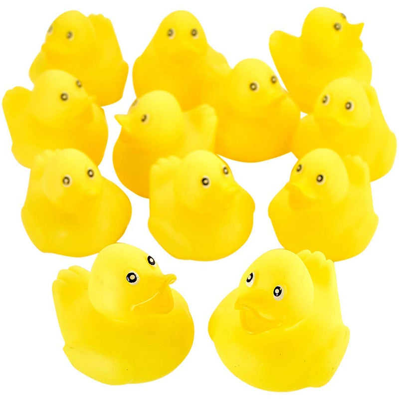 Kicko Small Yellow Rubber Ducky - Set of 12 Classic Duckies for Kids Party Favors,