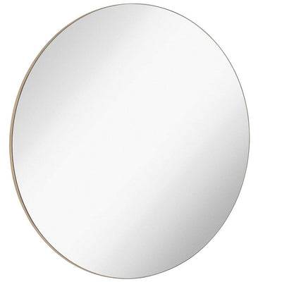 Hamilton Hills Contemporary Thin Natural Wood Edge Circular Wall Mirror | Glass Panel