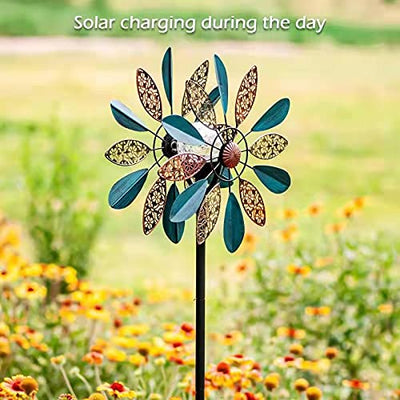 Solar Wind Spinner Arabesque 75in Multi-Color Seasonal LED Lighting Solar Powered Glass