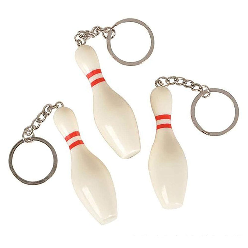 Kicko Bowling Pin Keychain - 12 Pack - Assorted Bag Charm - Party Favor, World Cup Fan