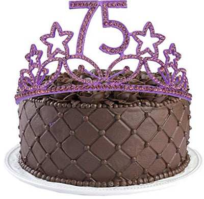 75th Birthday Gifts for Woman, 75th Birthday Tiara and Sash Purple, HAPPY 75th Birthday