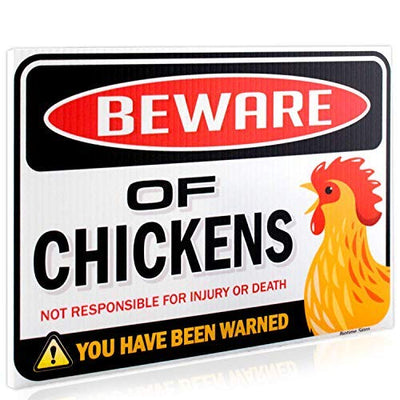 Bigtime Signs Beware of Chickens Warning Sign - 9 inches x 12 inches - Funny Chicken Coop