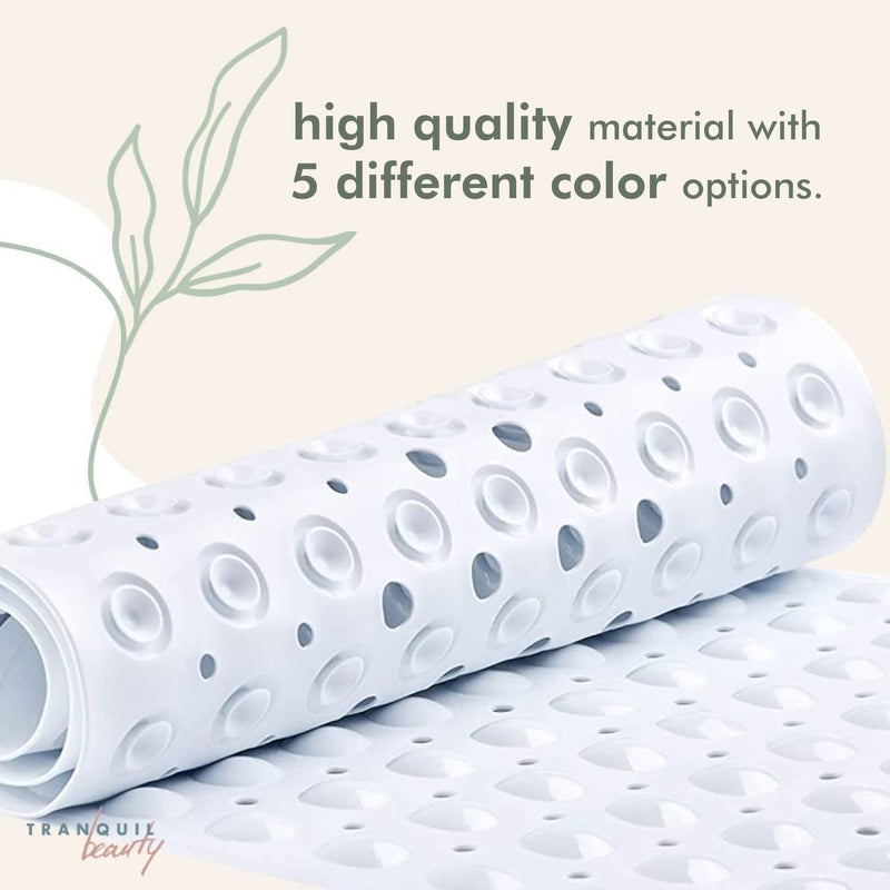 Nonslip Bath Mat With Suction Cups  White 100x40cm40x16in Extra Long