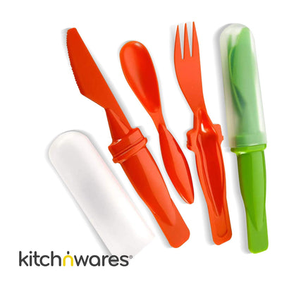 Katzco Plastic Camping Cutlery Set - 2 Pack - for Hiking, Climbing, Biking, Outdoors