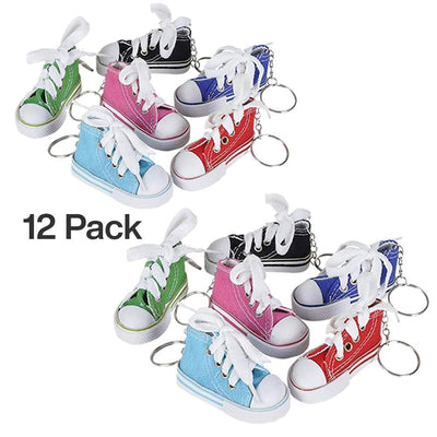 Kicko 3 Inch Sneaker Keychain - 12 Pack Mini Backpack Hook for Travelers - Keyring for Bag