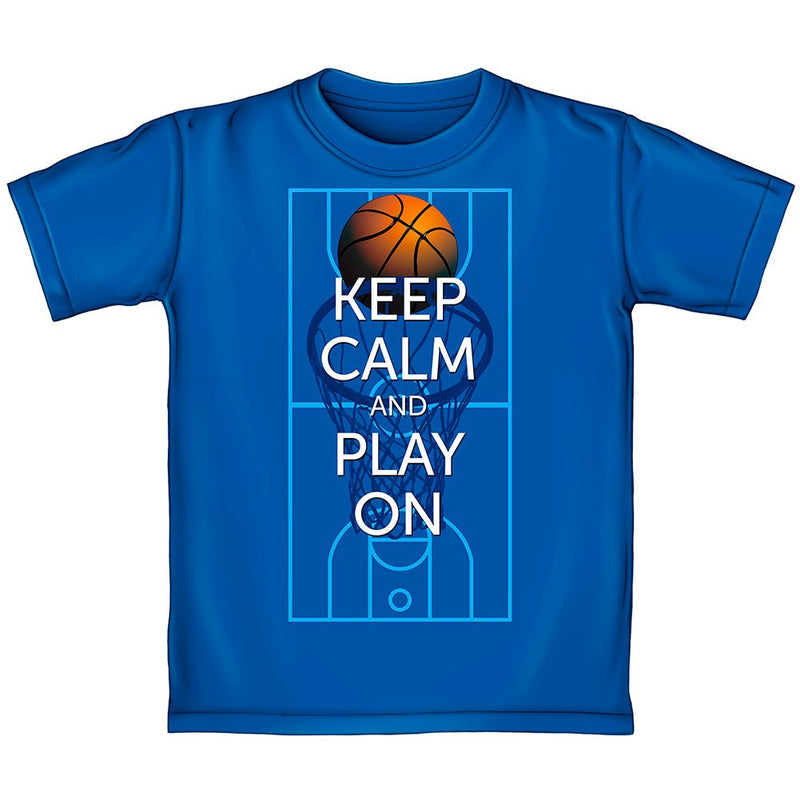 Keep Calm and Play On Basketball Tee Shirt (Kids Medium