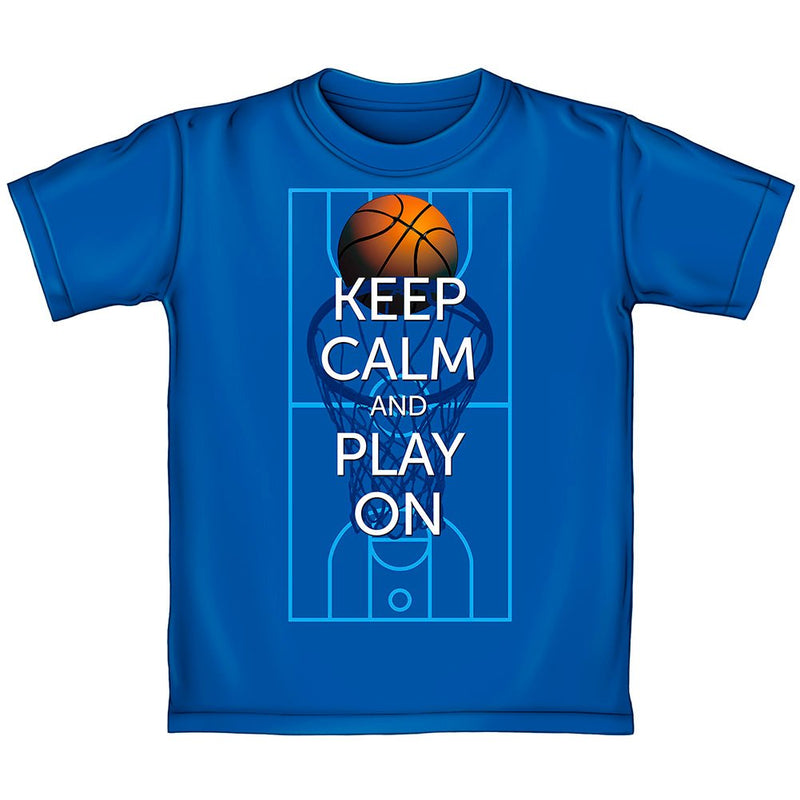 Keep Calm and Play On Basketball Tee Shirt (Kids Large