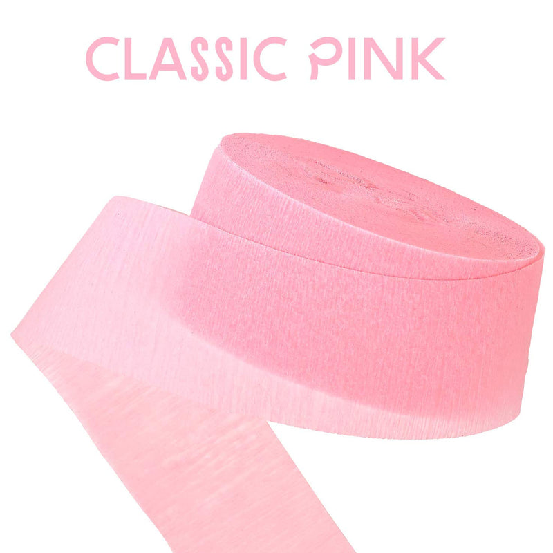 Kicko Pastel Pink Crepe Streamers - 2 Pack, 162 Feet x 1.75 Inches - for Kids, Party