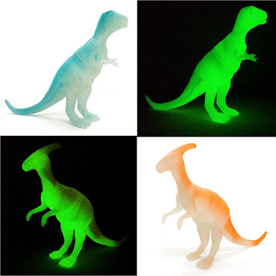 Kicko Glow in The Dark Dinosaurs - 12 Pack - Assorted Jurassic Toy Figure Collection