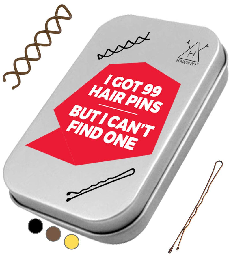 Hawwwy 110 Ultimate Bobby Pins, Includes 10 Spin Pins and 100 Bobby Pins In Cute Storage