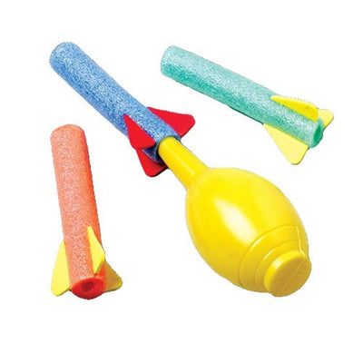 Kicko Foam Rocket Launchers Set with Hand Pump - 12 Pack of 3.5 Inch Rockets - for Kids