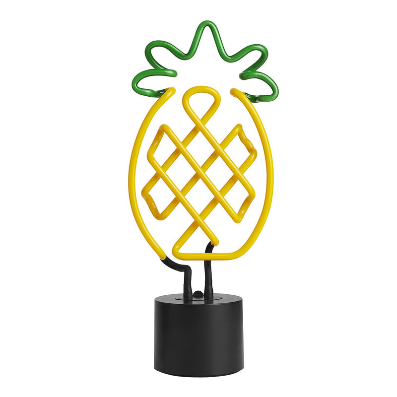 Amped & Co Pineapple Neon Desk Light, Real Neon, Yellow and Green, Large 6x17 inches, 12V