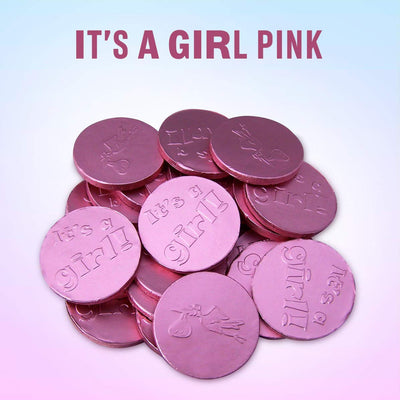 Kicko Pink It's a Girl Milk Chocolate Coins - 1.6 Pounds Total Gourmet Foil Wrapped