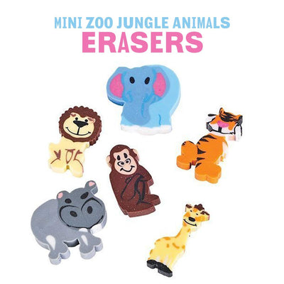 Kicko Mini Animal Erasers - Zoo Animal Erasers - 144 Pack of 1 Inch Assorted Zoo, Safari