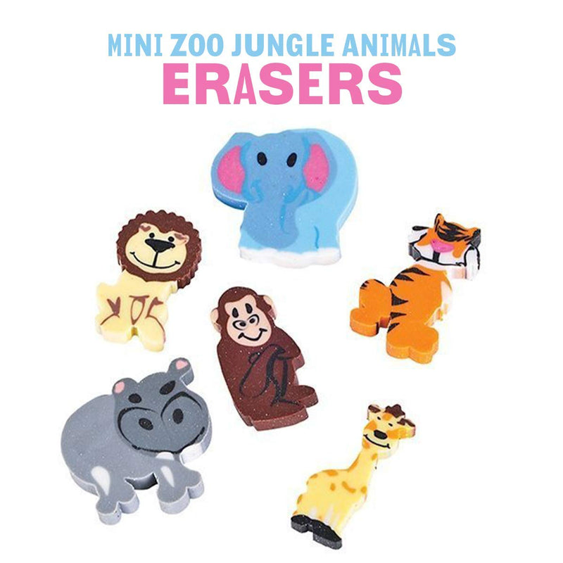 Kicko Mini Animal Erasers - Zoo Animal Erasers - 144 Pack of 1 Inch Assorted Zoo, Safari